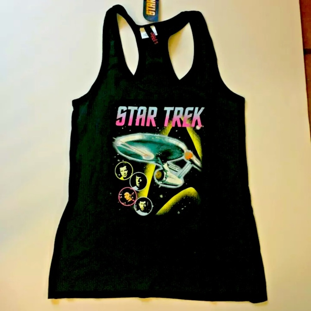 StarTrek Women Junior Racerback Jr Tank Tshirt L New